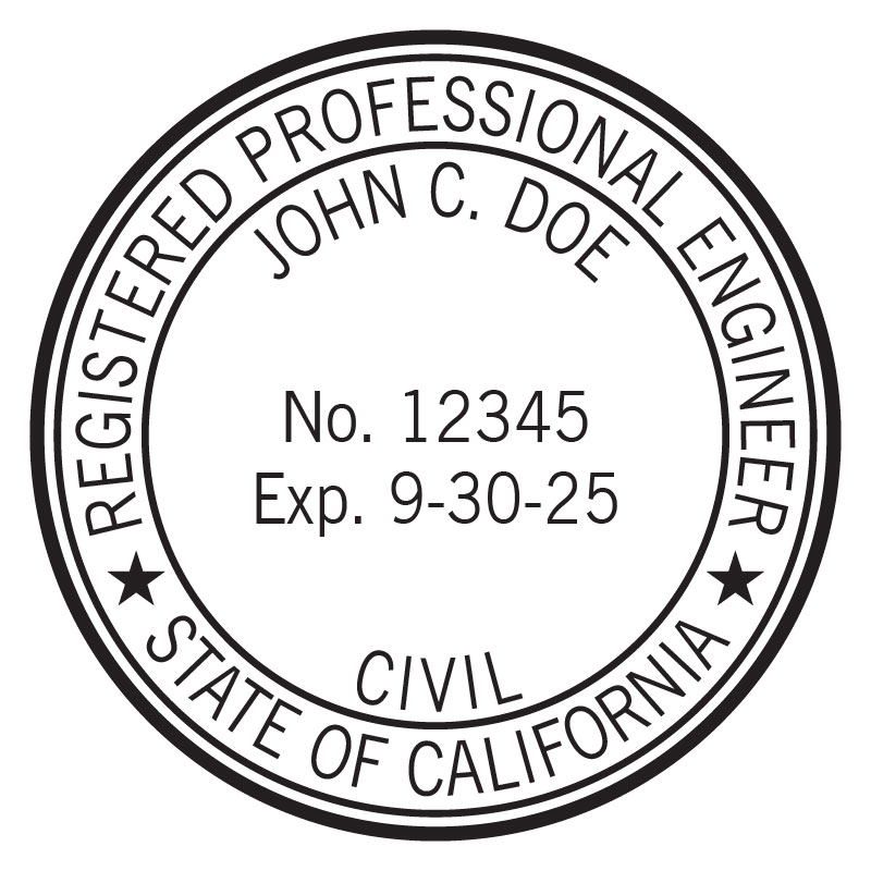 California Professional Engineer Rubber Stamp Rubber Stamp Warehouse