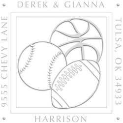 Sports designer address embossing seal is perfect for the busy sports family. Choose from pocket or desk style.