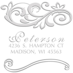 Peterson Flourish Address paper embossing seal, style CE-50056. Choose from pocket or desk style. Makes a great gift.