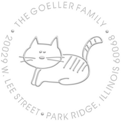 Kitty Address paper embossing seal, style CE-50066. Choose from pocket, desk, gold or chrome seals. Makes a great gift.