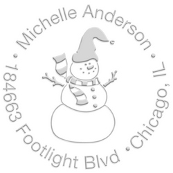 Snowman Holiday paper embossing seal, style H1413. Choose from pocket, desk, gold or chrome seals. Makes a great gift.