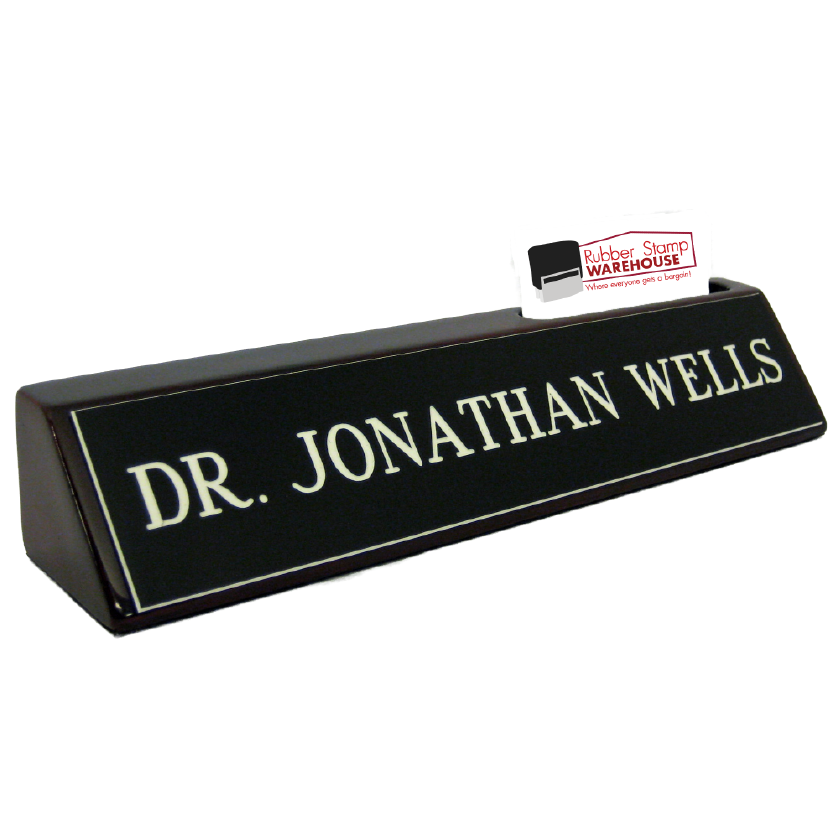 2" x 8" Plate on Rosewood Block with Business Card Slot