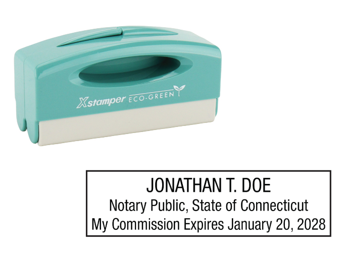 Connecticut notary pocket stamp.  Complies to Connecticut notary requirements. Premium quality and thousands of initial impressions. Quick Production!