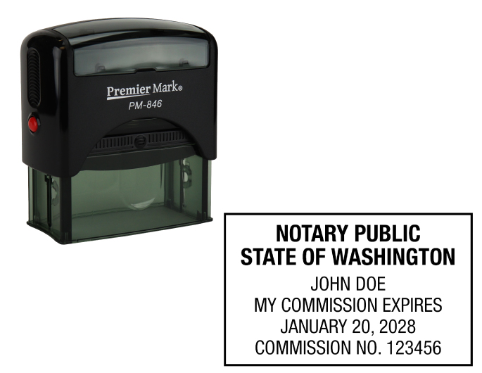 Washington Notary Rubber Stamp - Complies to Washington notary requirements. Premium Quality and thousands of initial impressions. Quick Production!