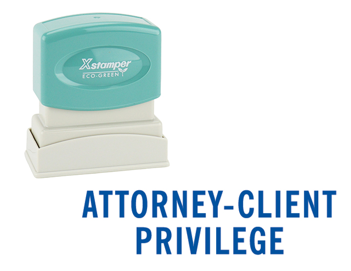 Xstamper #1816 Attorney-Client Privilege stock stamp. Comes in black ink. Impression size: 1/2" x 1-5/8". Stamp is re-inkable. Thousands of initial impressions.