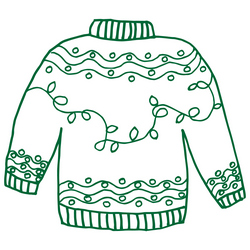 Stamp the Christmas joy with this fun and unique ugly Christmas sweater rubber stamp.  Choose from traditional or self-inking with many ink colors.