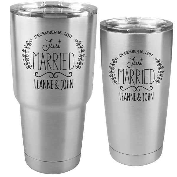 Just Married Customized Tumbler - 30 oz or 20 Stainless Steel